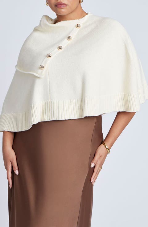Button Detail Sweater Poncho
