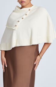 ELOQUII Button Detail Sweater Poncho