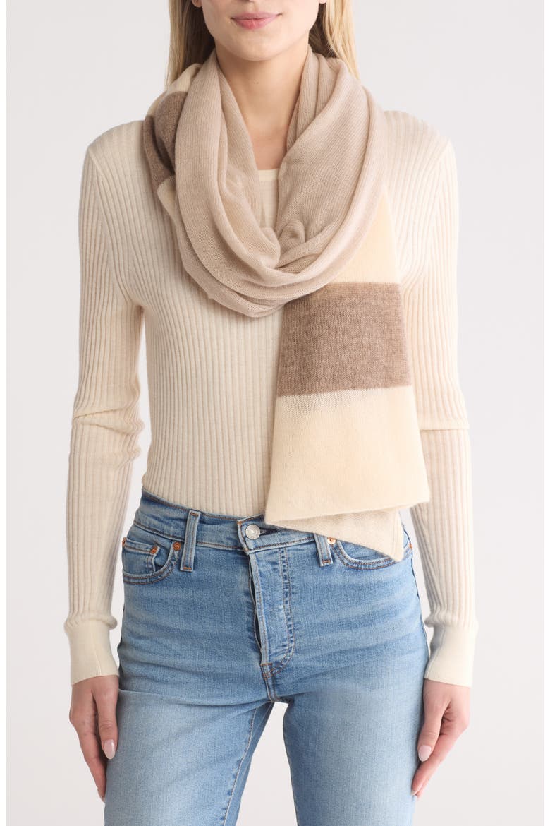 Cashmere Stripe Scarf, Main, color, BEIGE COMBO