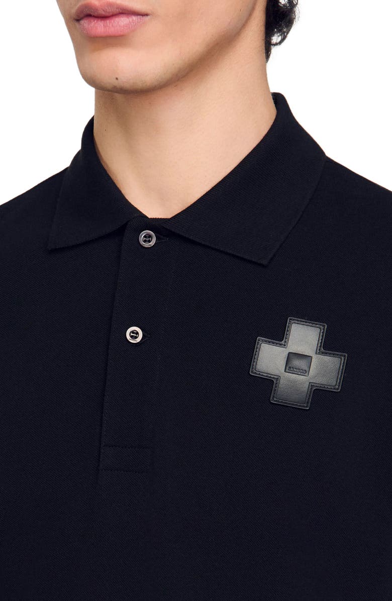SANDRO Cotton polo shirt, Alternate, color, Black