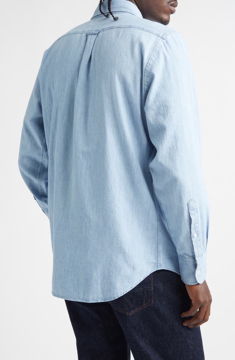 Drake's Light Denim Button-Up Shirt, Alternate, color, Dark Navy