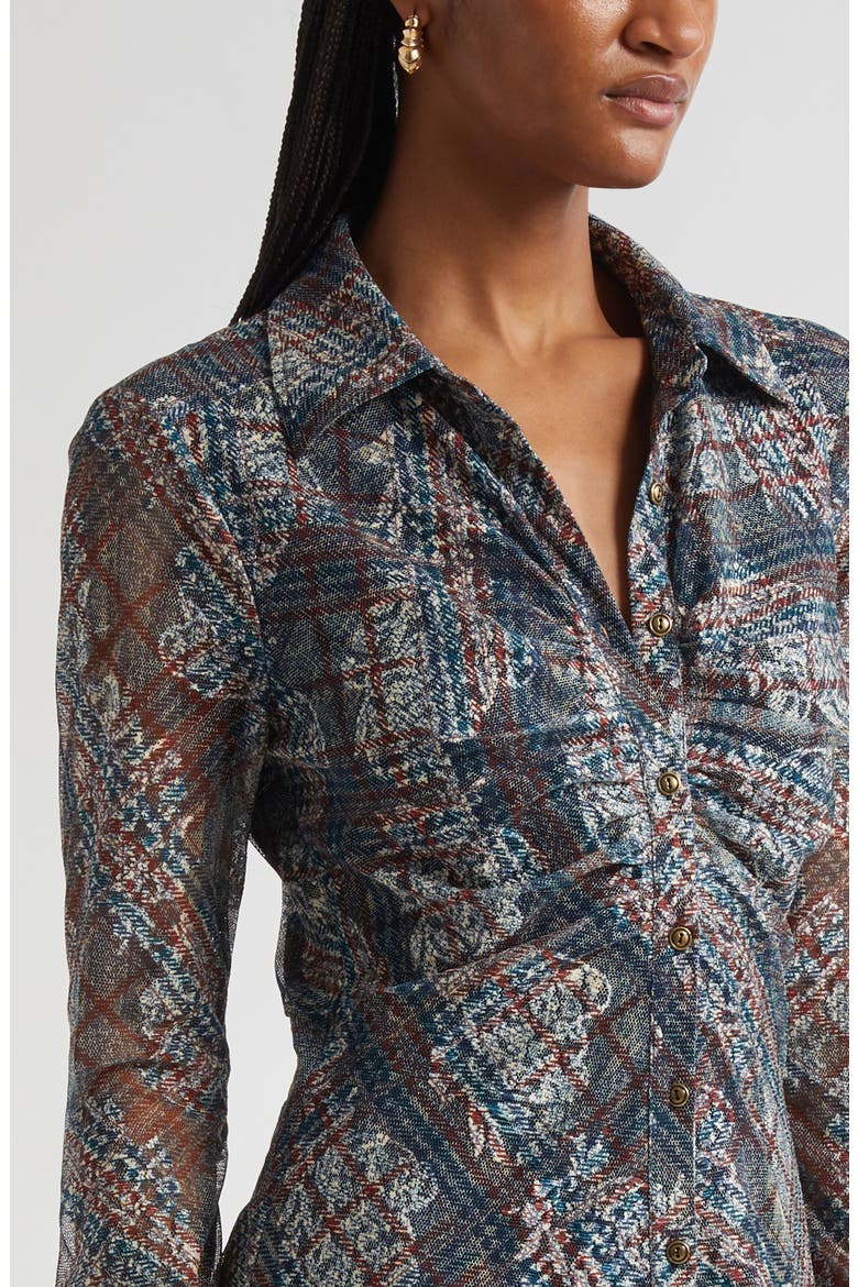 Wyatt Ruched Long Sleeve Shirtdress, Alternate, color, AMBER MULTI