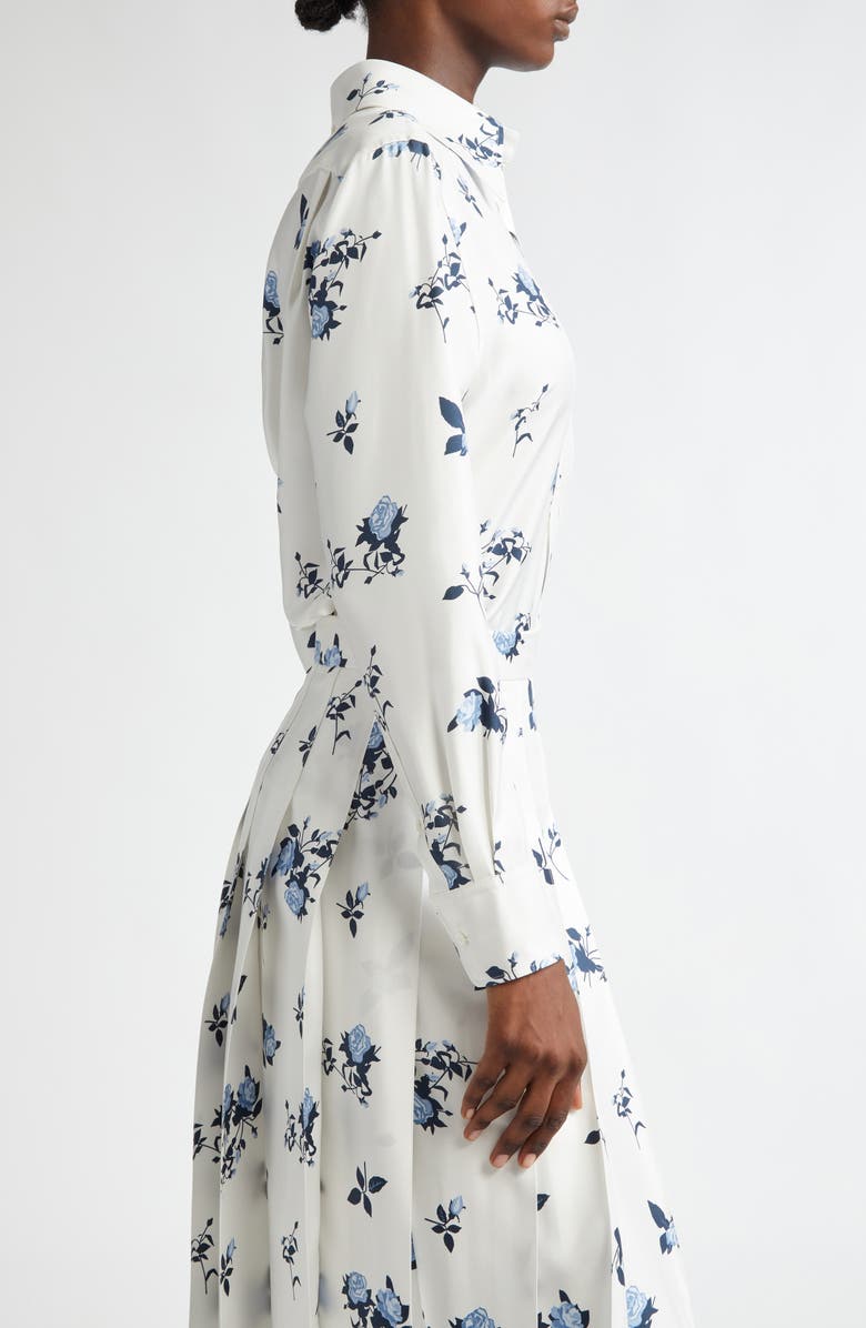 Thom Browne Rose Print Silk Button-Up Shirt, Alternate, color, 