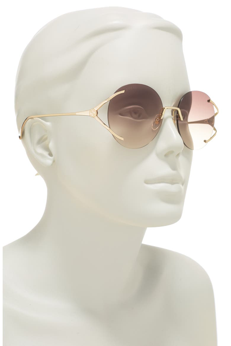 57mm Round Sunglasses, Alternate, color, GOLD