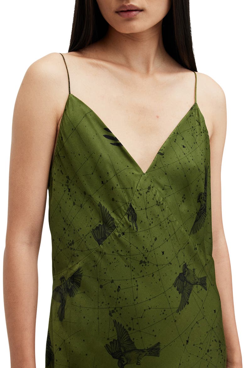 Melody Bird Print Midi Slipdress, Alternate, color, SPELL GREEN