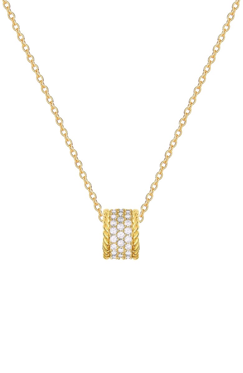 GABI RIELLE Pavé Round Rondelle Pendant Necklace, Main, color, Gold