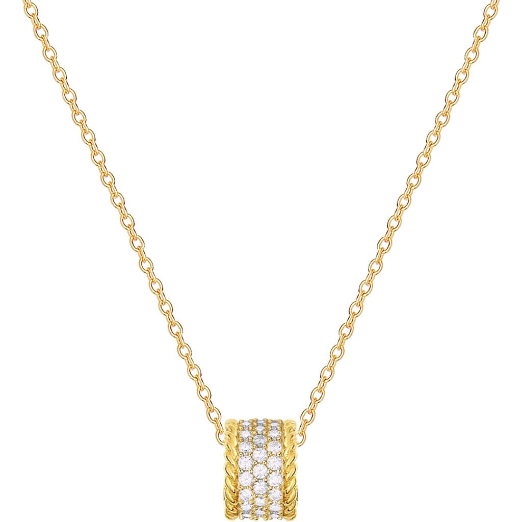 Gabi Rielle 14k Over Silver Cz Dangle Necklace In Gold