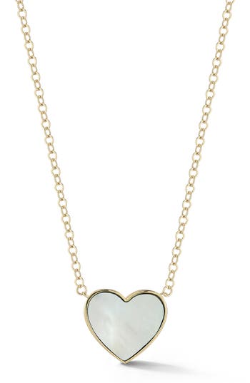 Ember Fine Jewelry 14k Gold Mother Of Pearl Heart Pendant Necklace In Multi