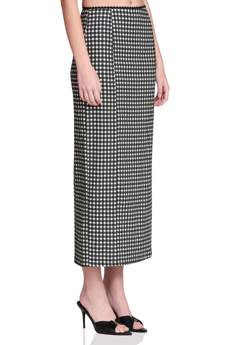 Gingham Cotton & Linen Blend Maxi Skirt, Alternate, color, BLACK/ CREAM GINGHAM