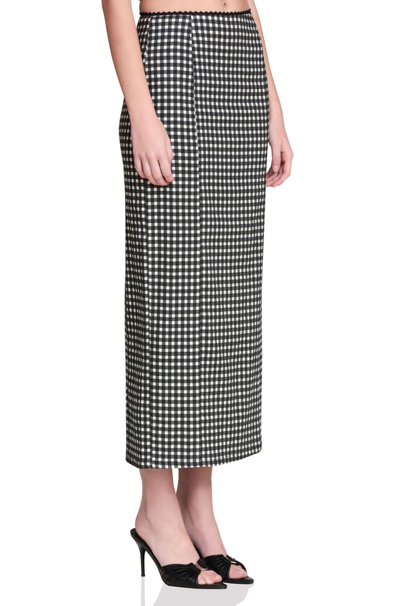 Avec Les Filles Gingham Cotton & Linen Blend Maxi Skirt, Alternate, color, Black/ Cream Gingham