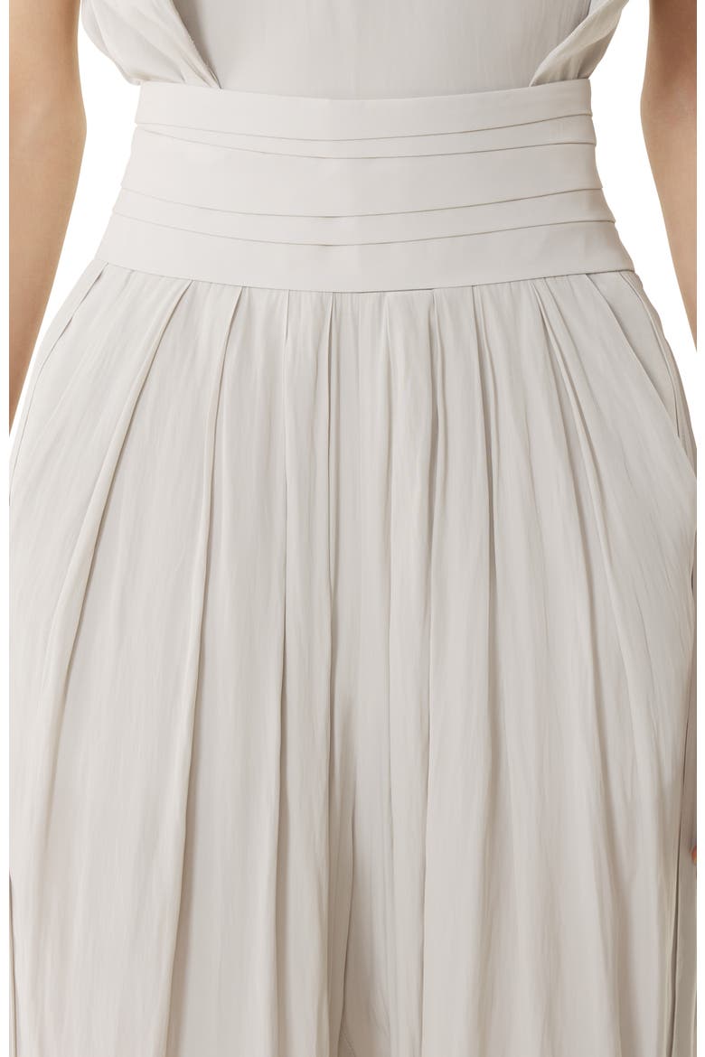 White Draped Charmeuse Pants, Alternate, color, White
