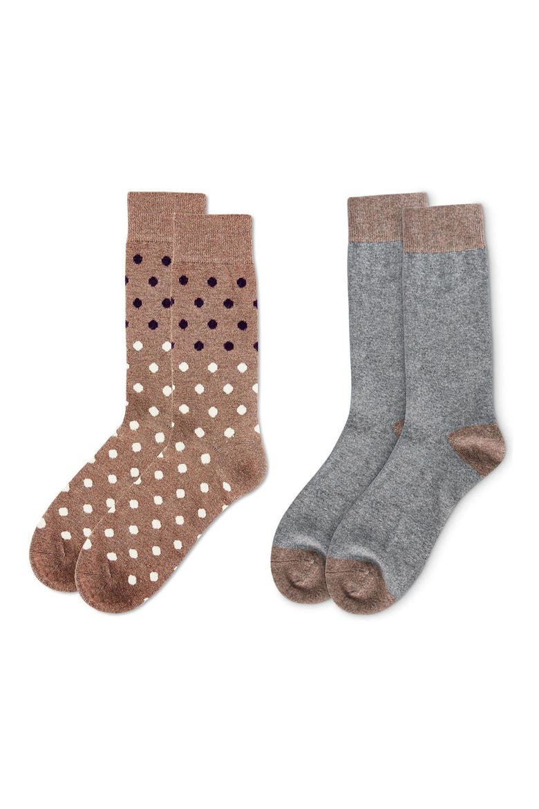 Assorted 2-Pack Crew Socks, Alternate, color, BROWN