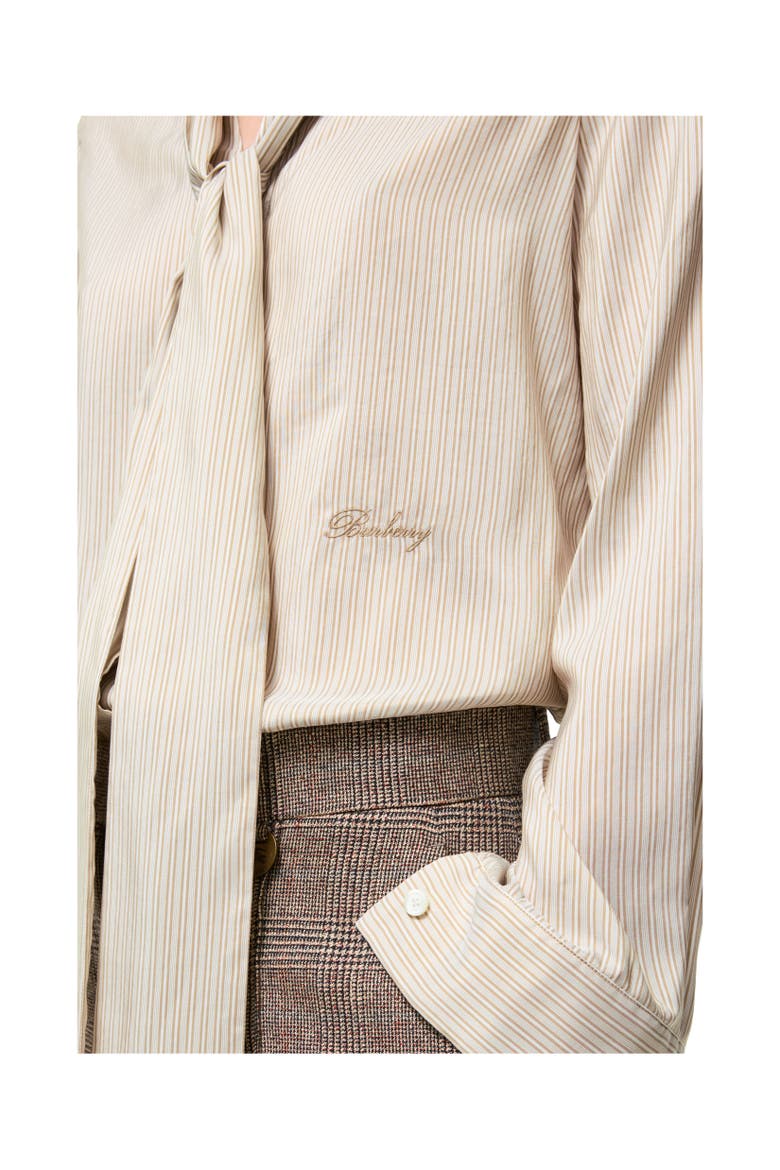 Striped Silk Scarf Blouse, Alternate, color, Dune beige/chalk white