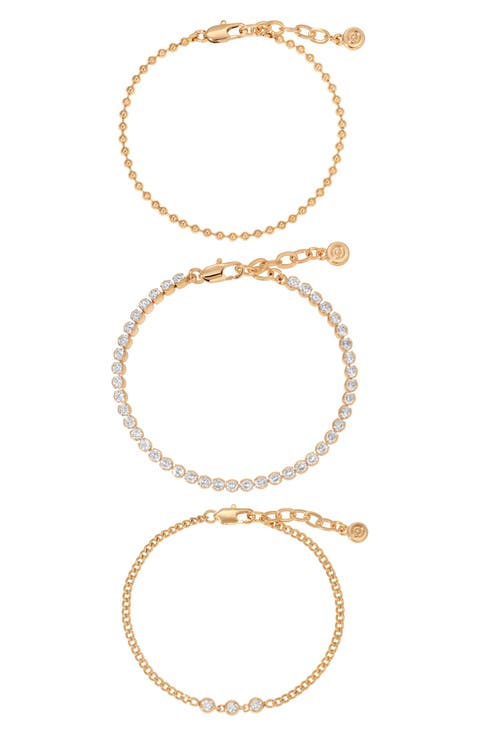 Set of 3 Dainty Cubic Zirconia Bracelets