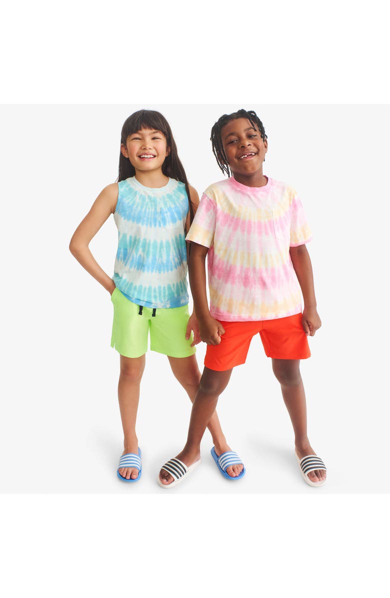 Primary Kids Pocket Tank In Tie Dye, Alternate, color, Cool Sunburst Tie Dye