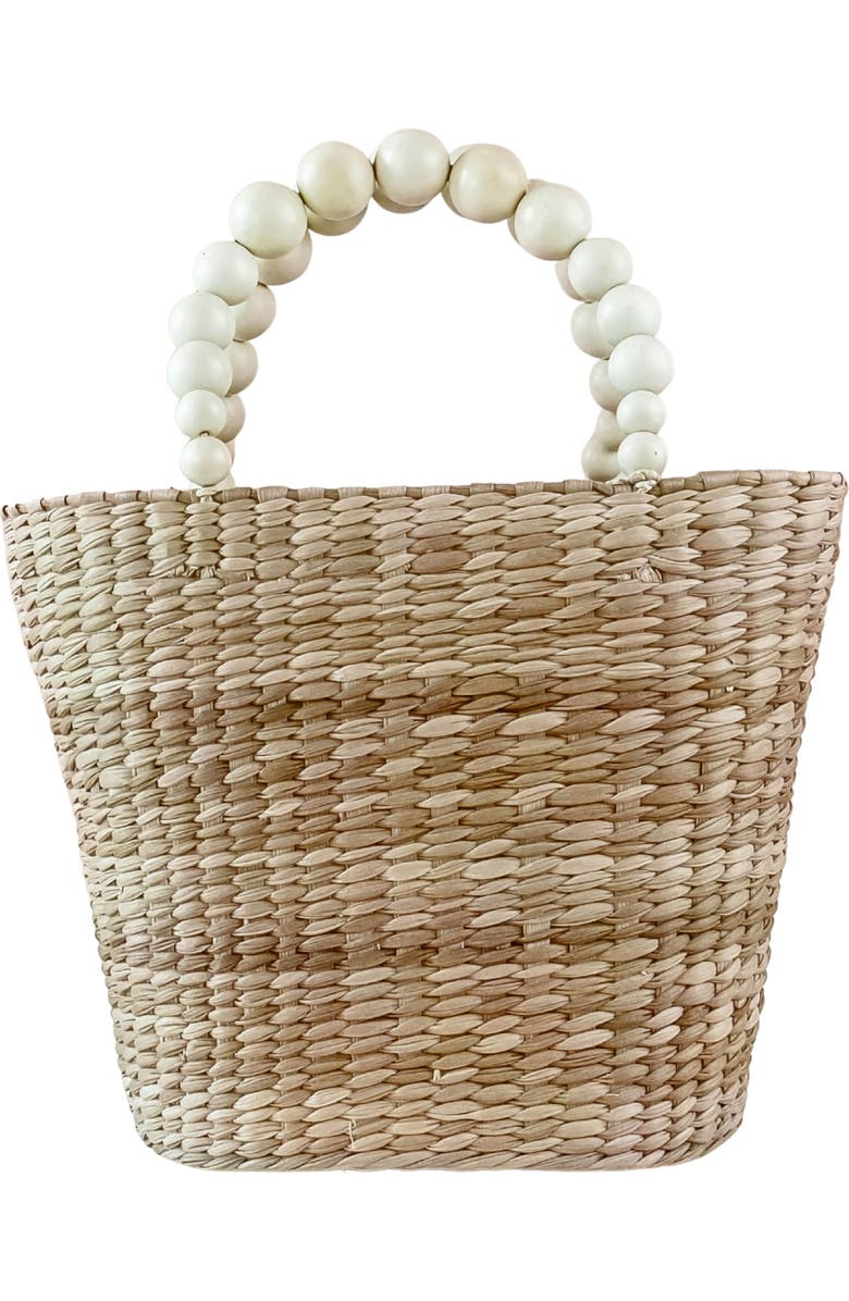 LIKHA Beaded Handle Seagrass Tote, Main, color,