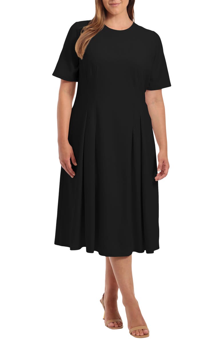 Maggy London Fit & Flare Midi Dress, Main, color, Black