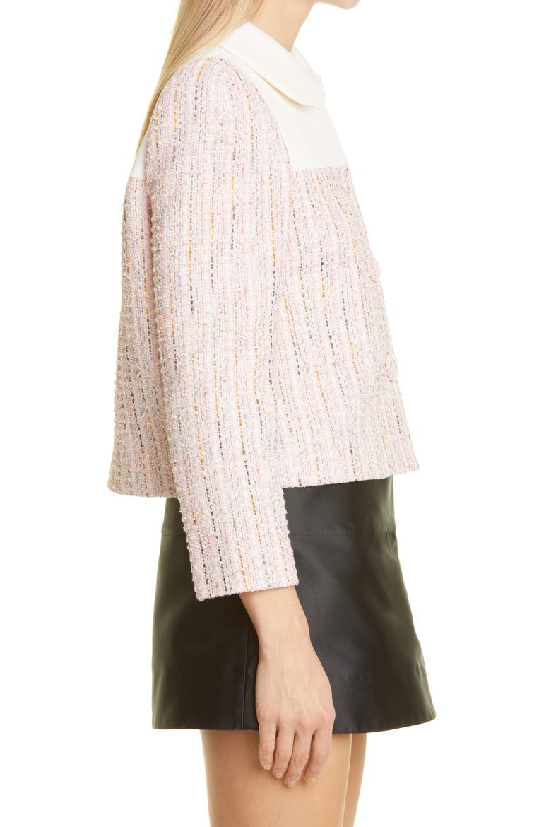 Patchwork Tweed Crop Jacket, Alternate, color, PINK/ WHITE
