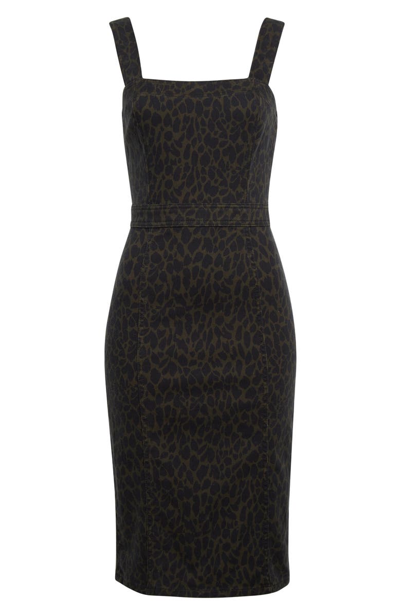 Ramy Brook Tamera Cotton Blend Denim Sheath Dress, Alternate, color, Deep Olive Animal