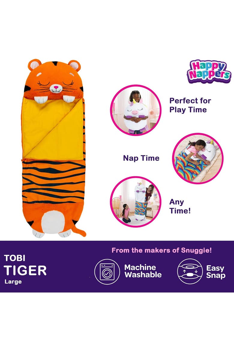 Pillow & Sleepy Sack Large Tiger Tobi, 66 inch x 30 inch, Alternate, color, Orange