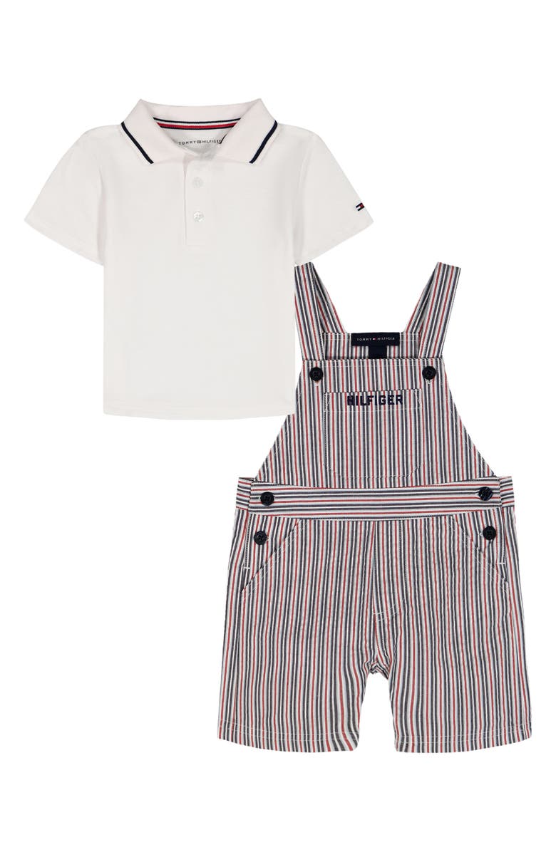 Tommy Hilfiger Polo & Stripe Shortall Set, Main, color, White
