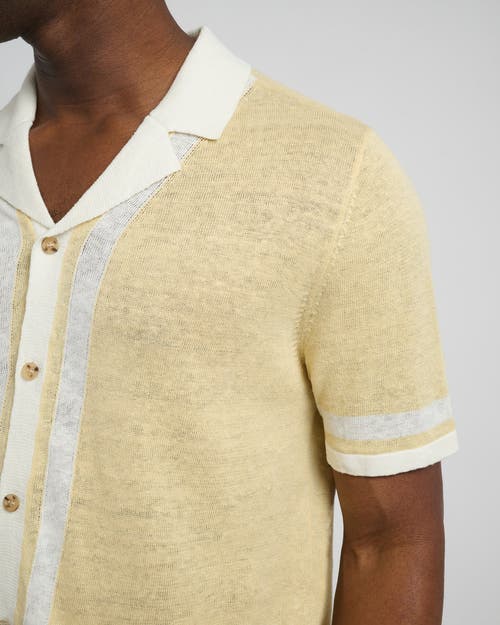 Onia Linen Knit Camp Shirt In Sunshine/white