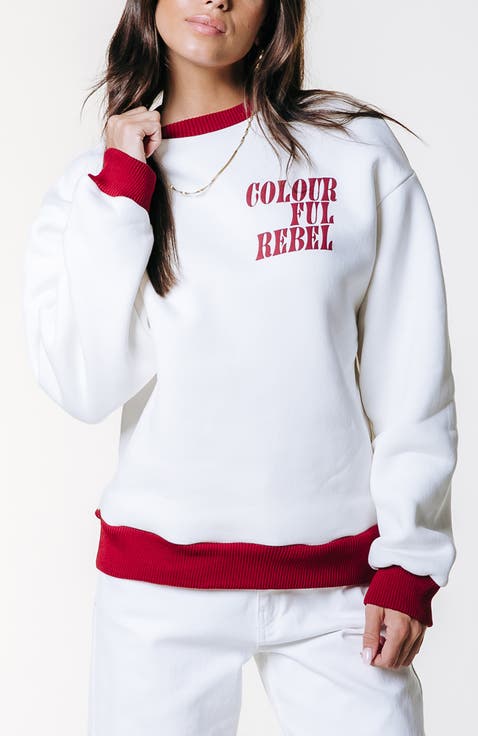 Logo Contrast Rib Dropped Shoulder Sweat