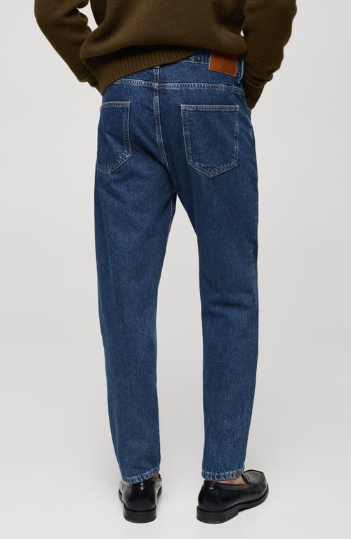 Mango Men's Slim-fit Dark Wash Tapered Jeans In Dark Blue