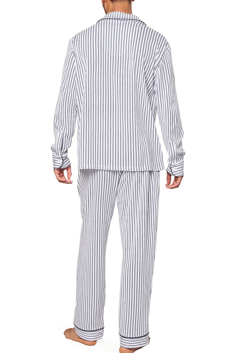 Petite Plume French Ticking Classic Pima Cotton Pajamas, Alternate, color, Navy