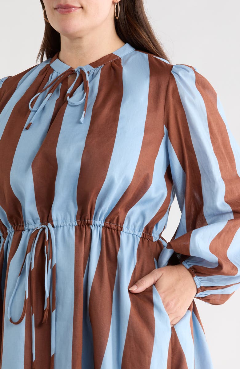 SUGARLIPS Evabelle Stripe Long Sleeve Shift Dress, Alternate, color, Brown-Blue
