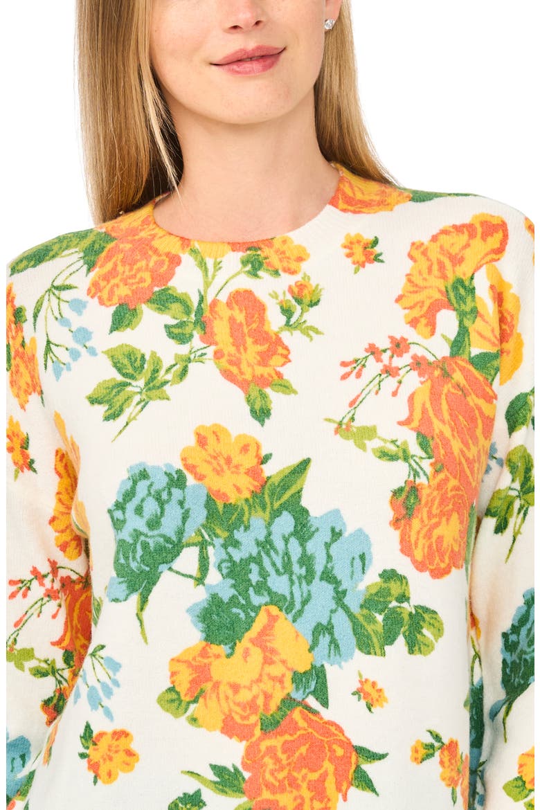 Floral Crewneck Sweater, Alternate, color, NEW IVORY