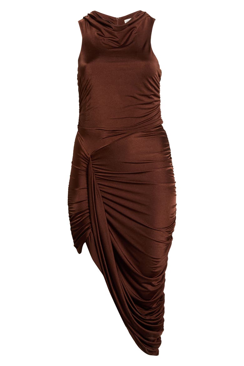 Ruched Jersey Dress, Alternate, color, RUM RAISIN