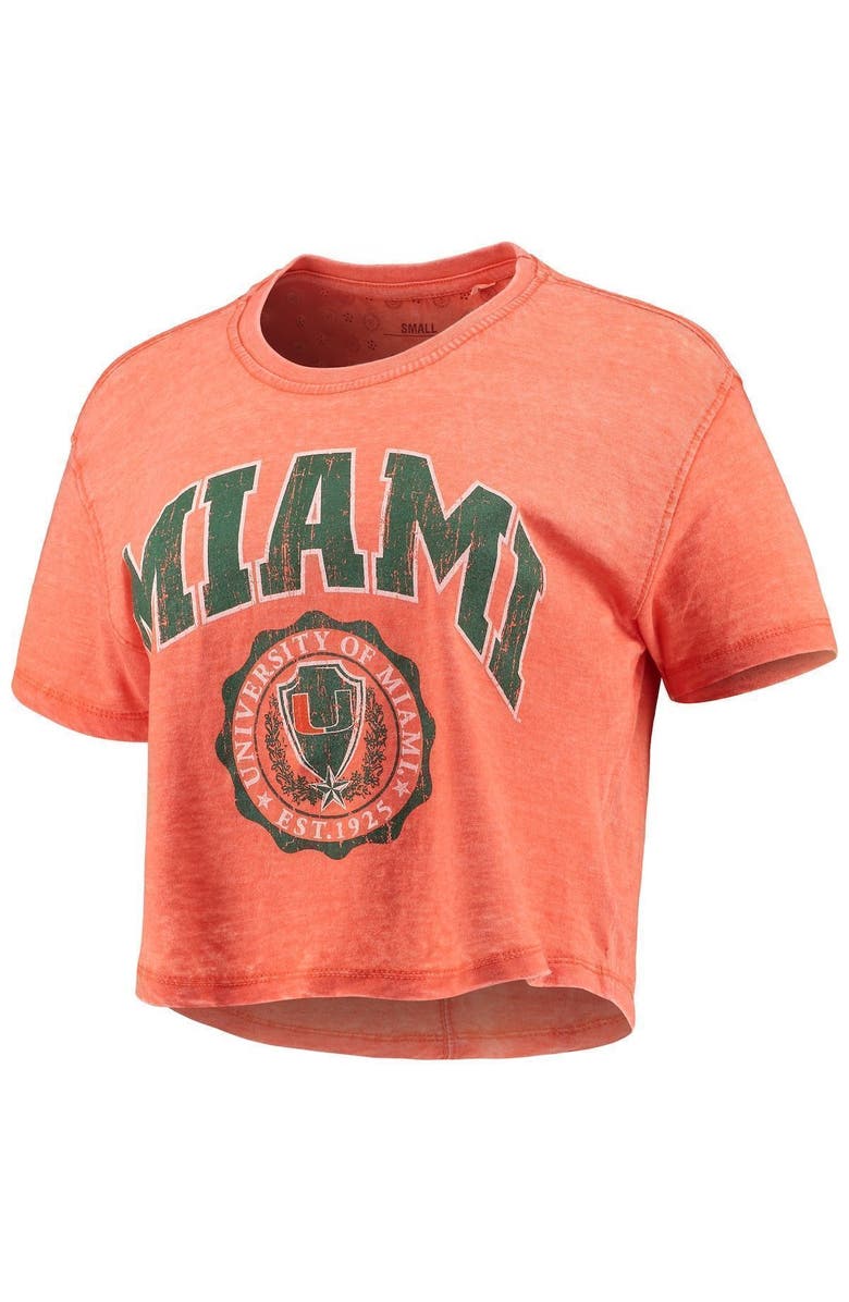 PRESSBOX Women's Pressbox Orange Miami Hurricanes Edith Vintage Burnout Crop T-Shirt, Alternate, color, Orange