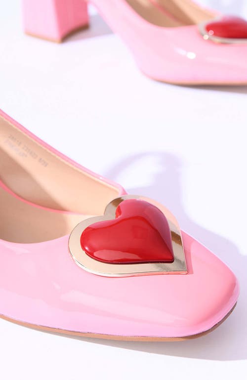 Unique Vintage Heart Leatherette Slingback Heels In Pink