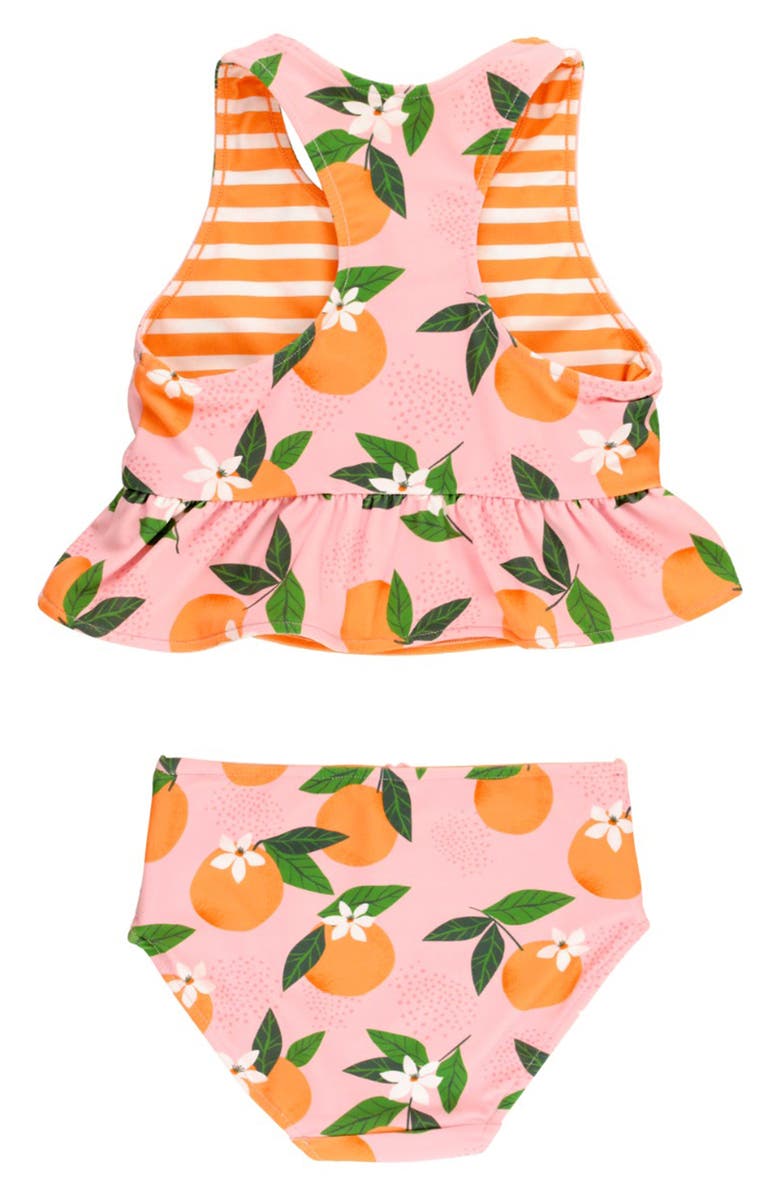 RuffleButts Kids' Orange You the Sweetest Reversible Two-Piece Swimsuit, Alternate, color, Pink