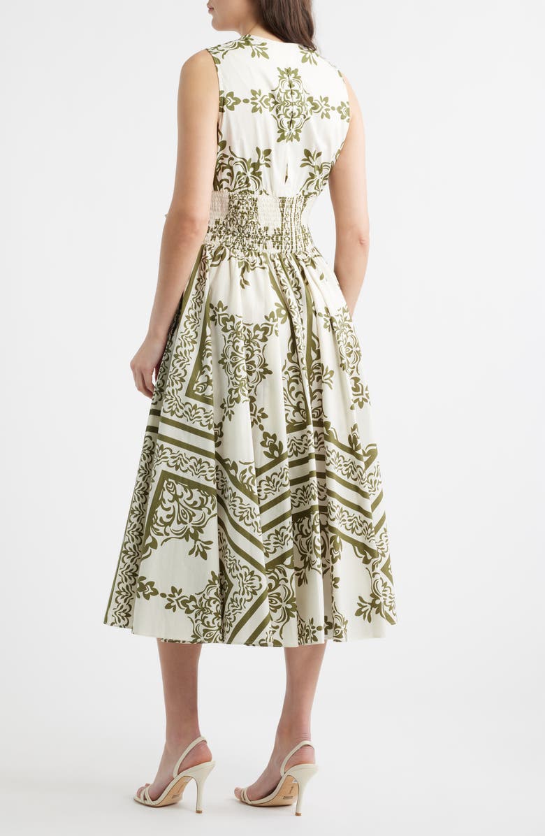 CeCe Sleeveless Belted Cotton Midi Dress, Alternate, color, 