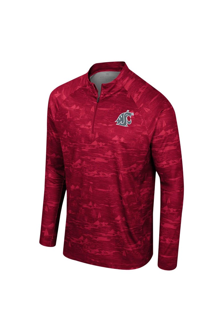 Men's Colosseum Crimson Washington State Cougars Carson Raglan Quarter-Zip Jacket, Alternate, color, Crimson