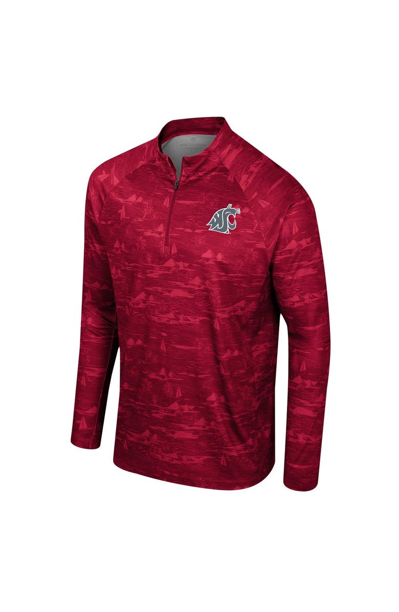 COLOSSEUM Men's Colosseum Crimson Washington State Cougars Carson Raglan Quarter-Zip Jacket, Alternate, color, Crimson