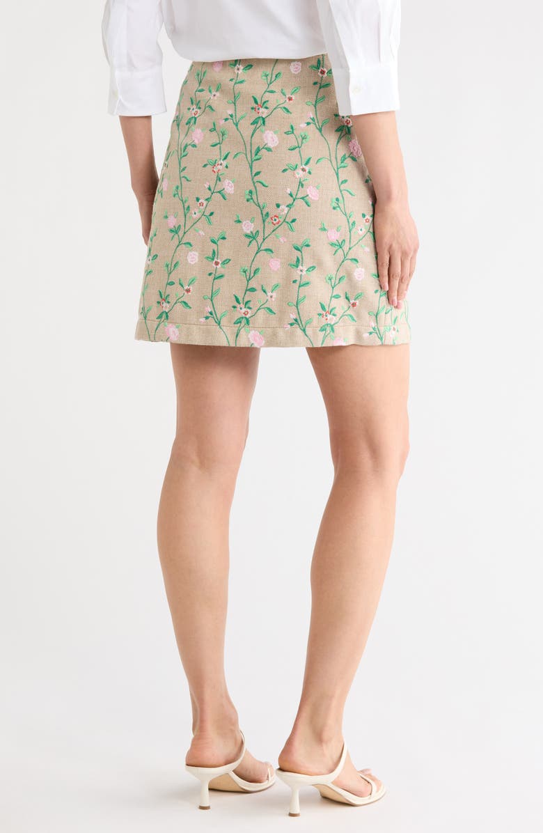 Longchamp Floral Embroidered Miniskirt, Main, color, Beige/ Pink