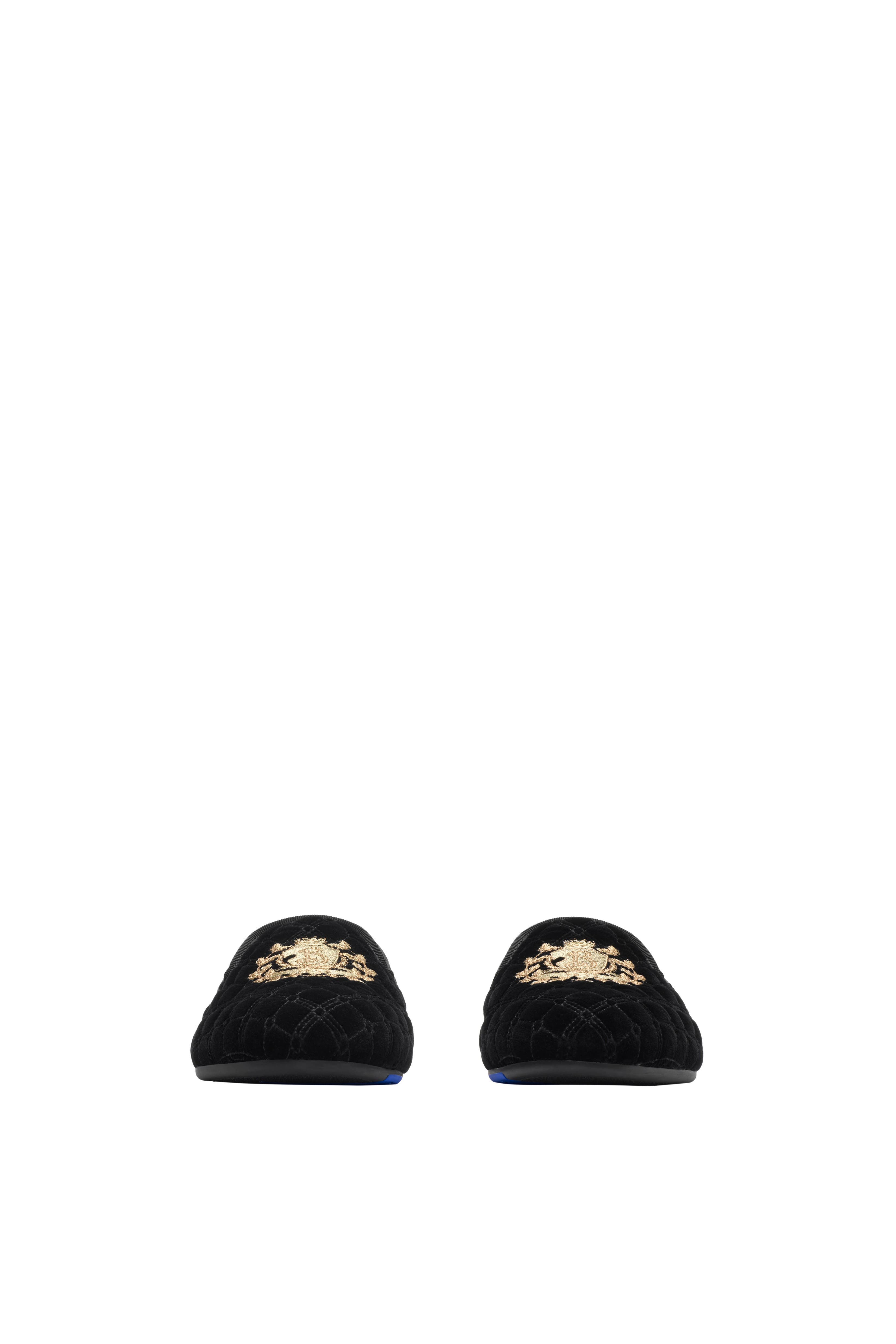 Burberry Quilted Velvet Estate Slippers, Alternate, color, Black