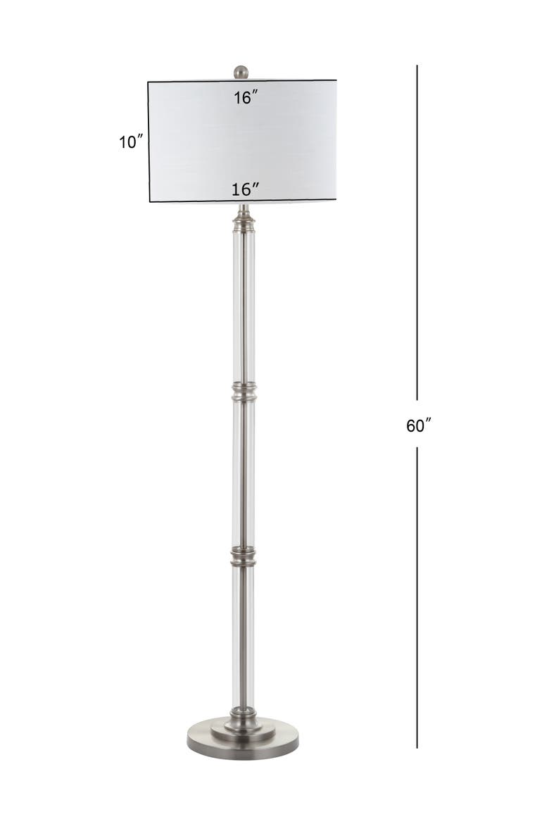 Ralph 60" Metal/Glass Floor Lamp, Polished Nickel/Clear, Alternate, color, Polished Nickel/ Clear