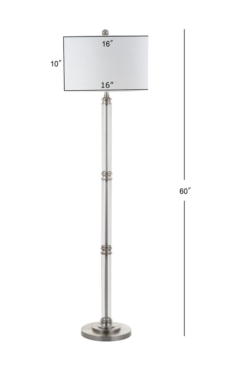 JONATHAN Y Ralph 60" Metal/Glass Floor Lamp, Polished Nickel/Clear, Alternate, color, Polished Nickel/ Clear