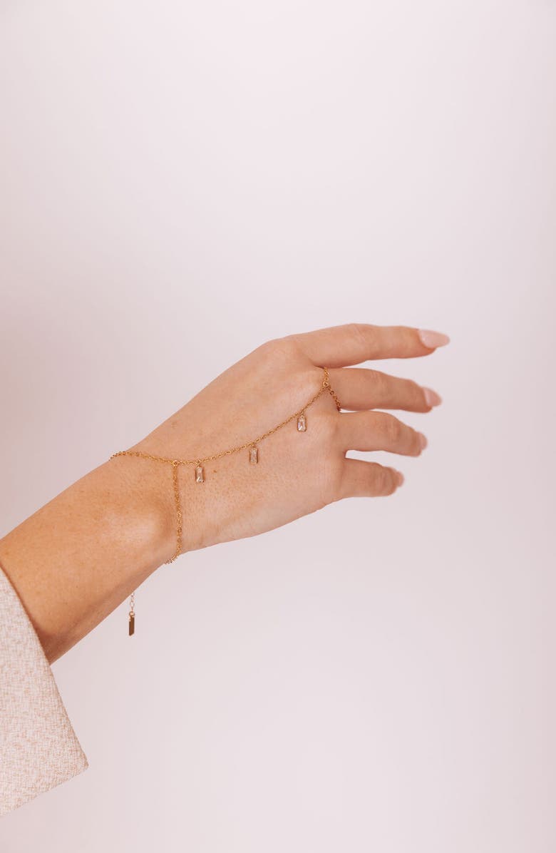 Set & Stones Cubic Zirconia Hand Chain, Alternate, color, Gold