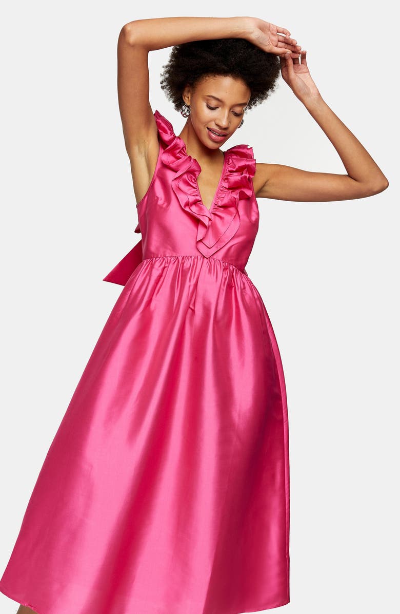 Topshop Taffeta A-Line Dress, Alternate, color,