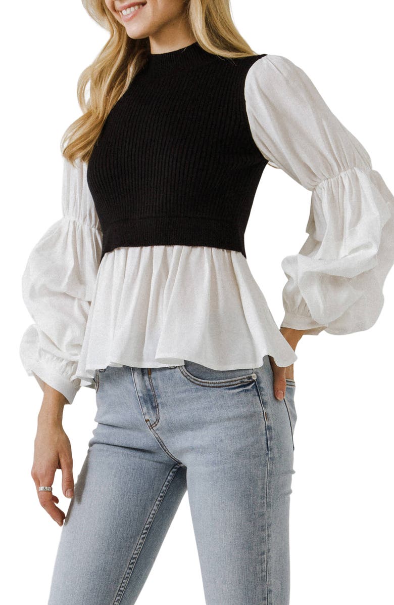 English Factory Combo Top, Alternate, color, Black Combo