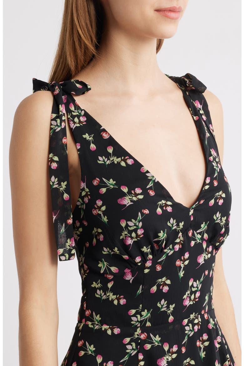 Arya Tiered Floral Chiffon Maxi Dress, Alternate, color, BLACK FLORAL