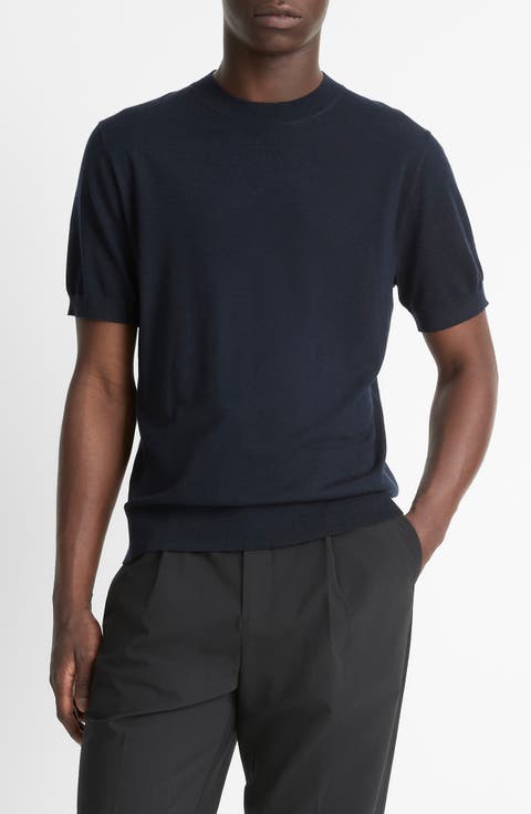 Short Sleeve Wool & Cashmere Crewneck Sweater