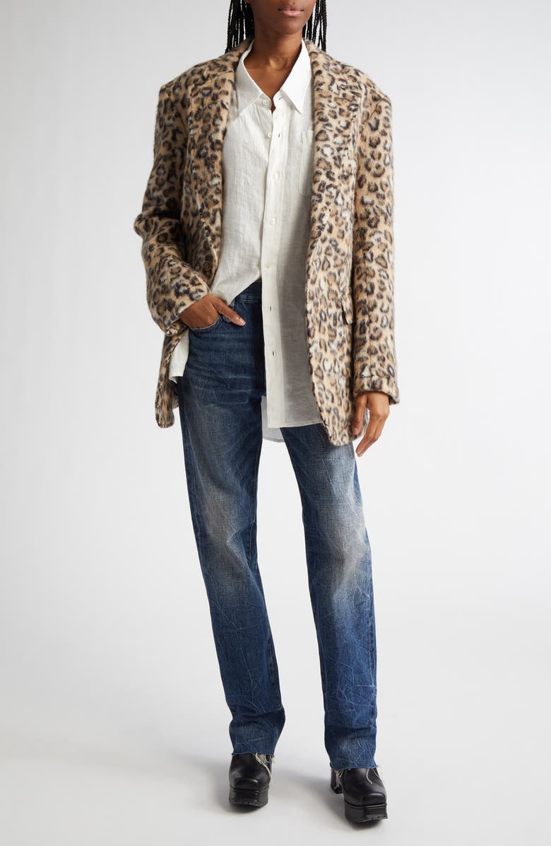 R13 Drop Neck Linen Blend Button-Up Shirt, Alternate, color,