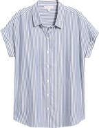 beachlunchlounge Kenzie Stripe Short Sleeve Button-Up Shirt