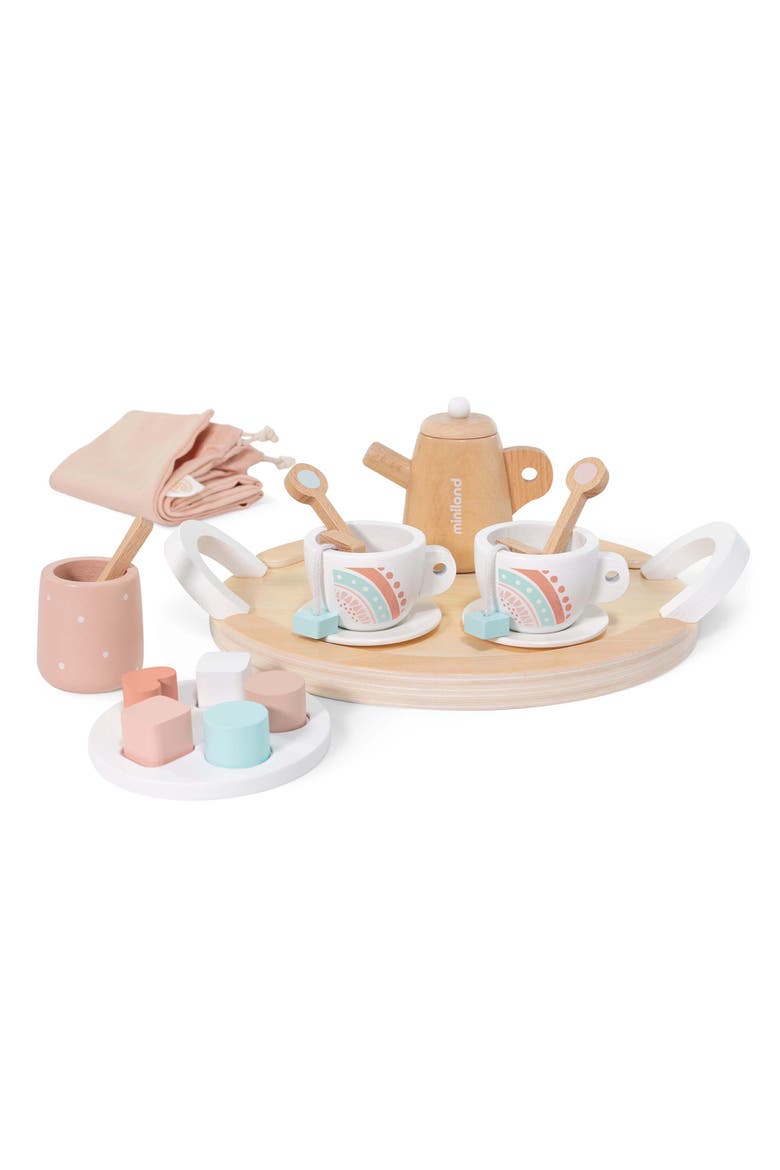 Doll Wooden Tea Set, Main, color, Beige Multi